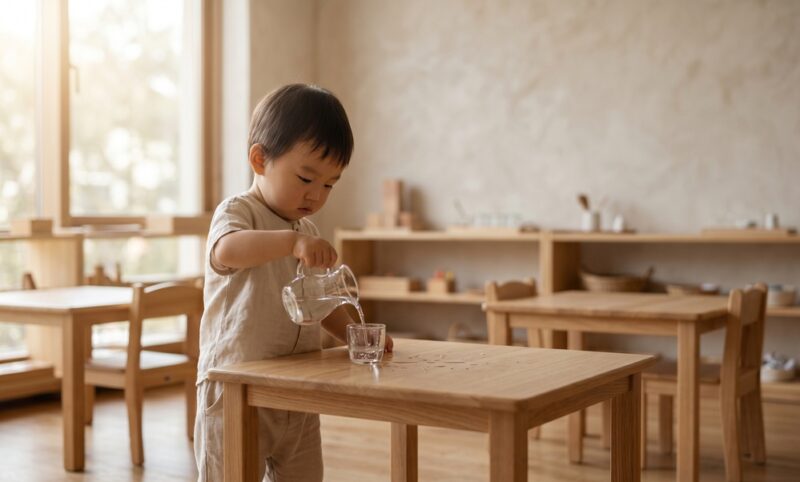 大濠の1・2歳児向けモンテッソーリ「INFANT COMMUNITY」の集中する姿