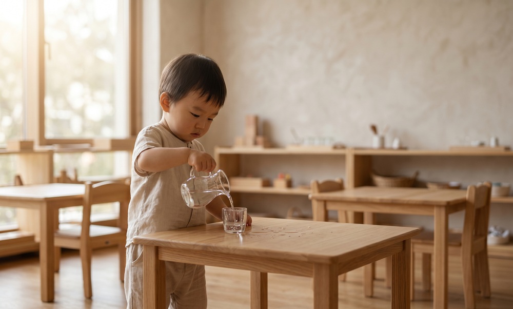 大濠の1・2歳児向けモンテッソーリ「INFANT COMMUNITY」の集中する姿